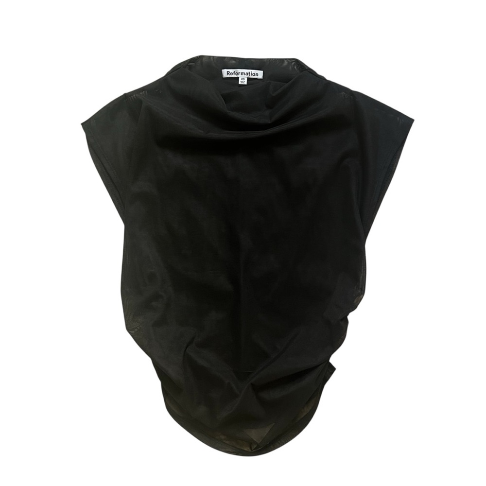 Reformation Sheer Cowl Neck Black Sleeveless Crop Top Size XS